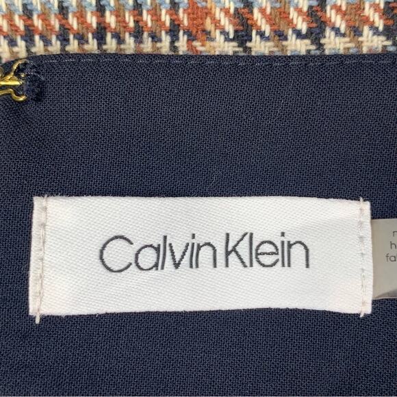 Calvin Klein Plaid Classic Pencil Skirt Faux Wrap Full Lining Size 8 - Picture 10 of 11